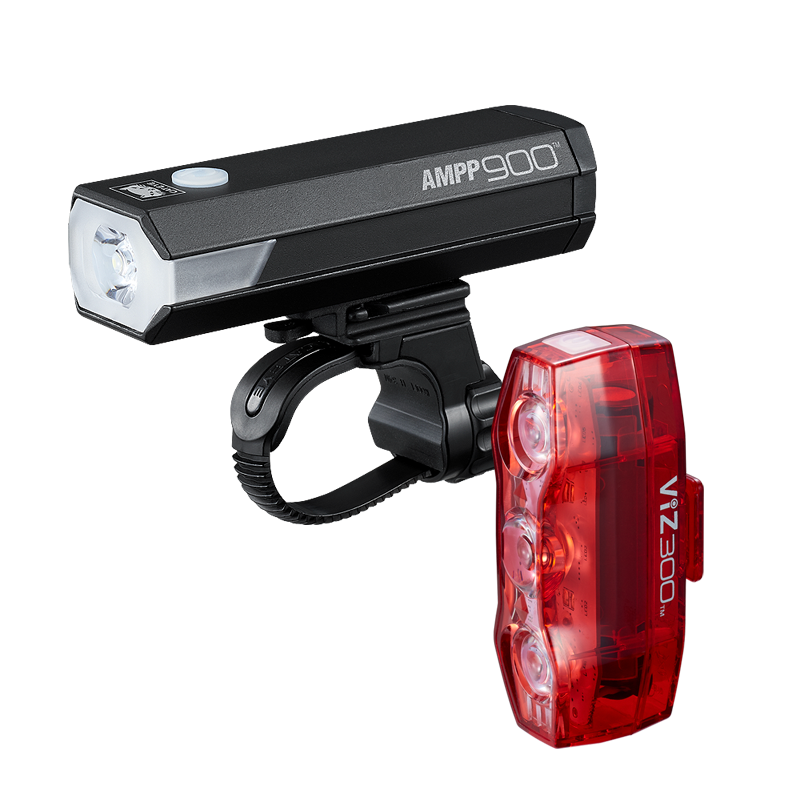 Cateye Ampp 900/Viz 300 Usb-C Bike Light Set In Black