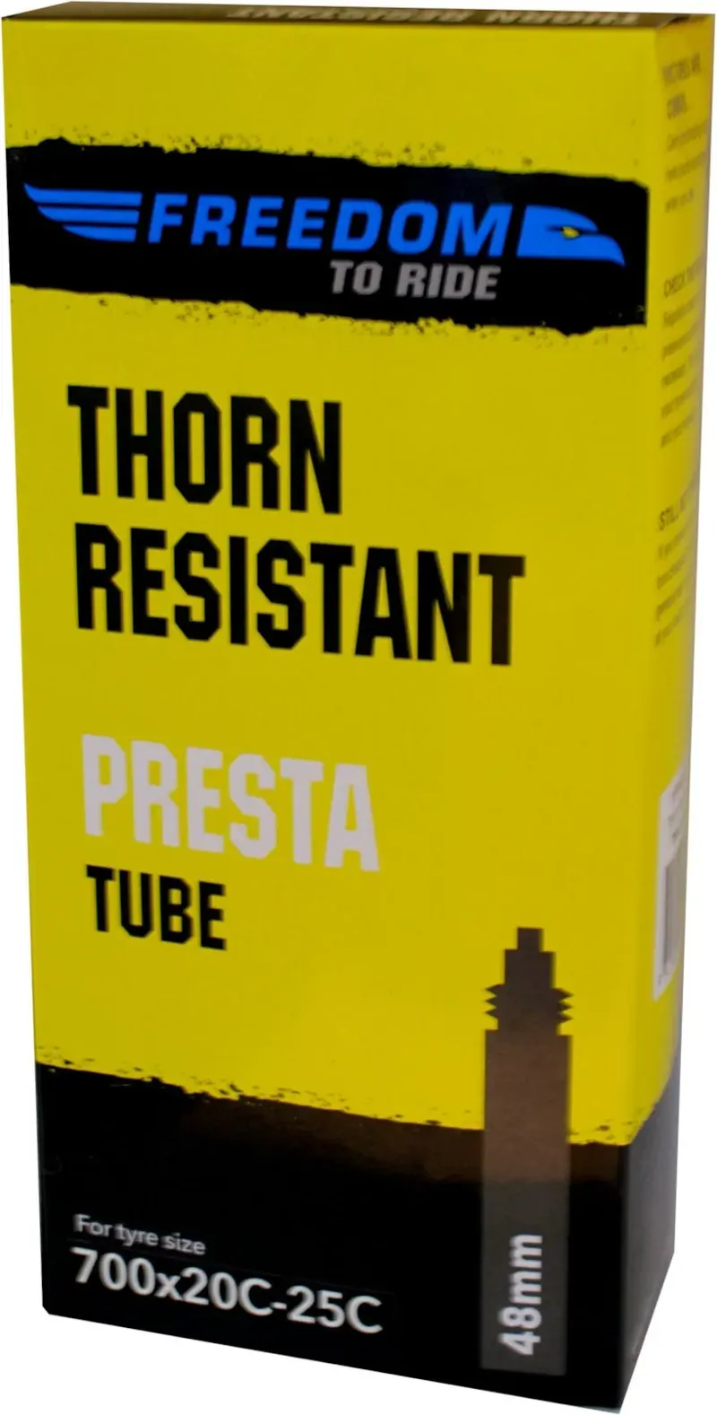 Freedom 700x35c 48mm Presta Valve Thorn Resistant Tube in Black