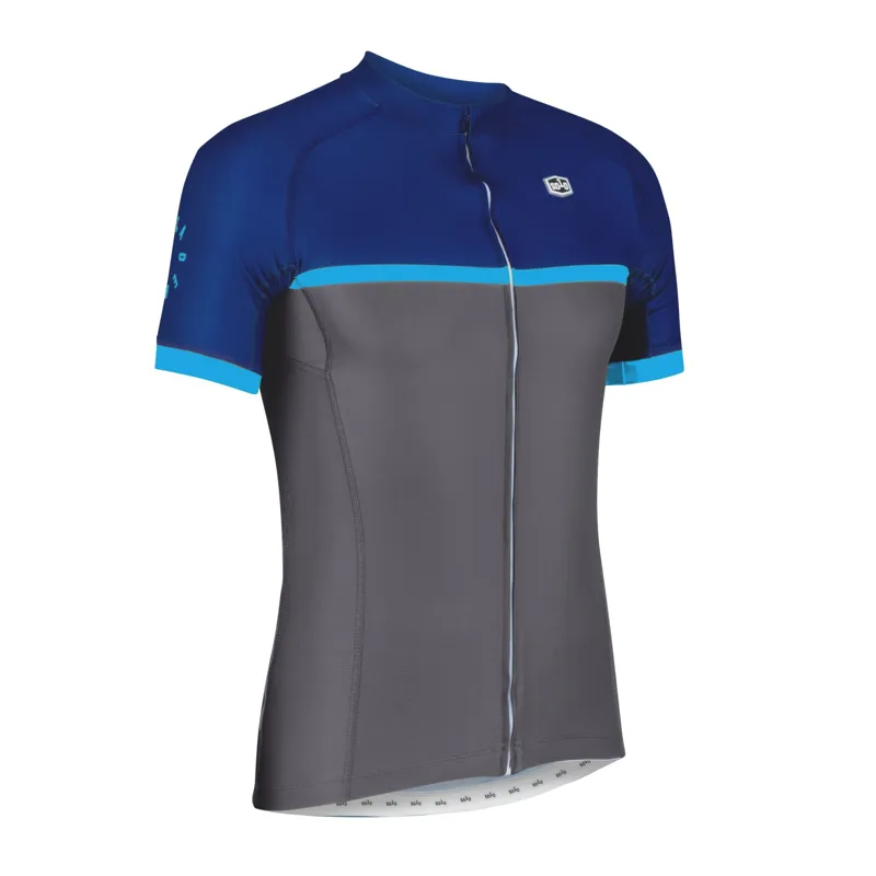 Solo Mens Cadence Short Sleeve Jersey in Navy Blue / Grey