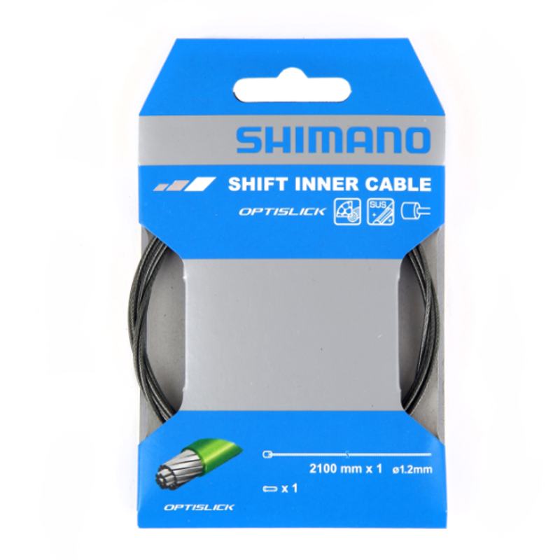 SHIMANO OPTISLICK SHIFT INNER CABLE 1.2 X 2100MM W/INNER END CAP  END:SHIMANO-1
