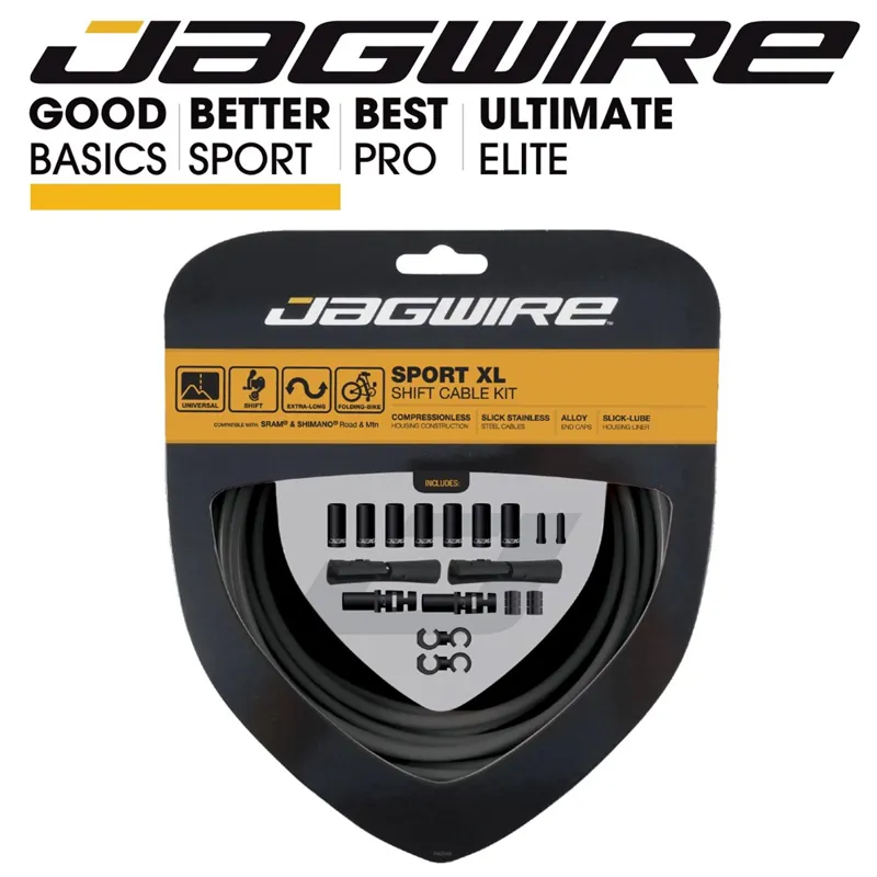 Jagwire 2X Sport Shift Cable Kit SRAM/Shimano in Black